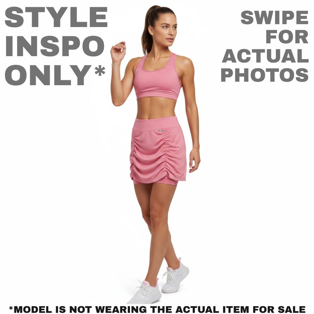 SOYBU XS Feminine Pink Striped Ruched Skort [0352] - Picture 2 of 8